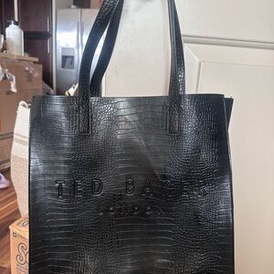 Ted Baker London Black Croc-Embossed Tote